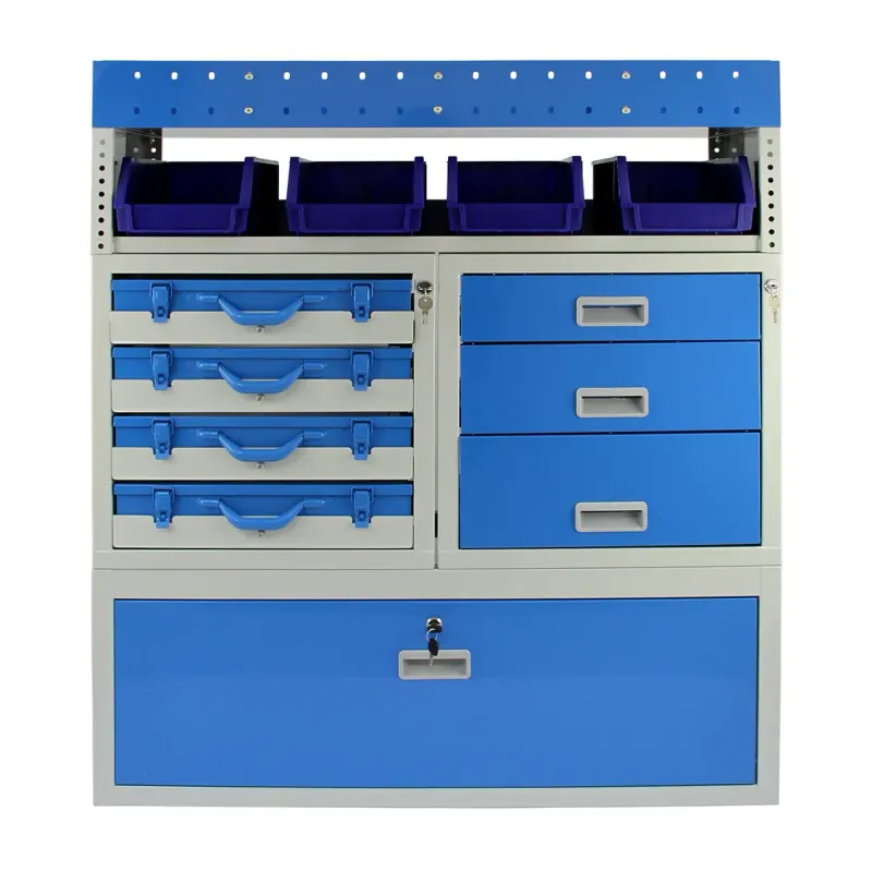 Fahrzeugeinrichtung/Autoregal – Stahl, abschliessbar, 101,6 x 36 x 117,8 cm, Schubladen &amp; Kisten, Blau