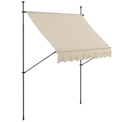Freistehende Sonnenstore Klemmmarkise 250 × 120 × 210–300 cm, Metall/Alu/Polyester, Sand
