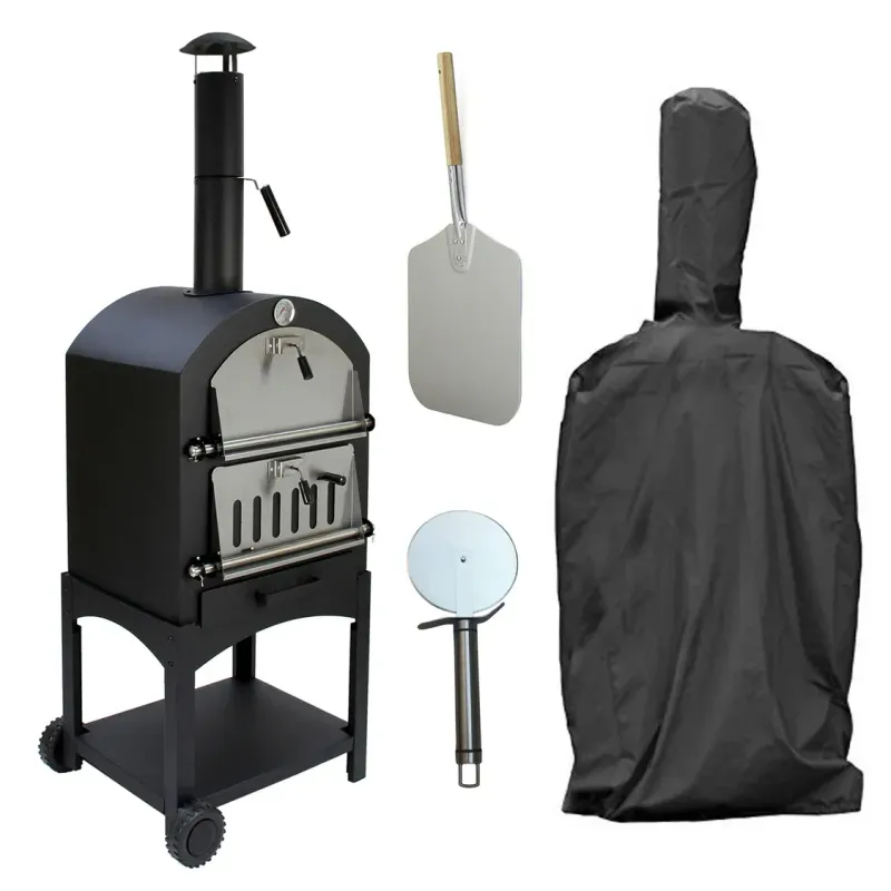 Outdoor Pizzaofen – Kohle, 156 x 64 x 43 cm, Pizzastein &amp; Pizzaschieber inkl.