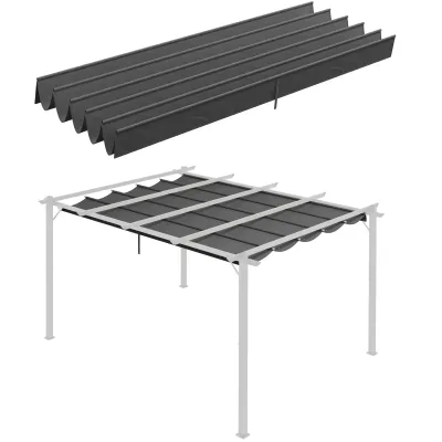 Ersatzdach für Pergola, Pavillon 3,5 x 2,5 m mit Entwässerungslöchern, dunkelgrau