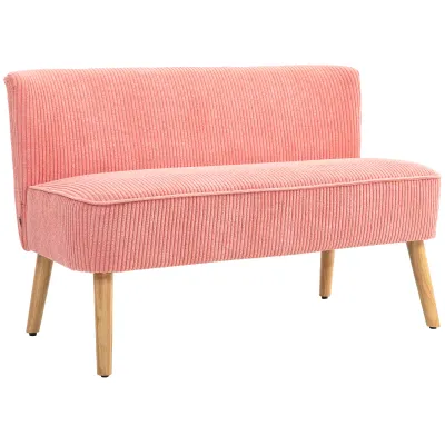 Zweisitzer-Sofa, elegantes Skandi Design, massiver Holzrahmen, bis 150 kg, 117 x 56,5 x 77 cm, Rosa