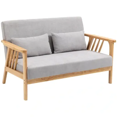Sofa Relaxsofa 2-Sitzersofa, inkl. 2 Kissen, Grau + Natur