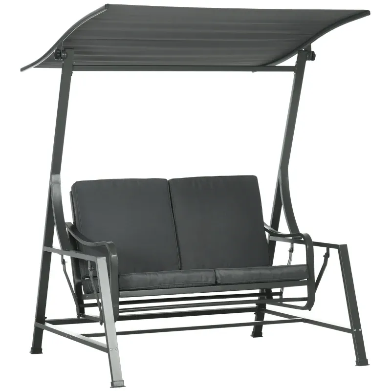 Hollywoodschaukel, Stahlrahmen, dunkelgrau, 148 x 129 x 172 cm
