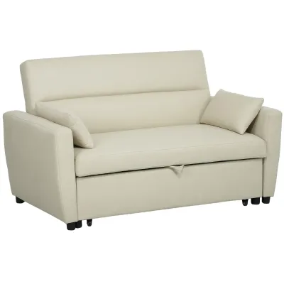 Schlafsofa, Klappsofa, 2-Sitzer Stoffsofa, Bettsofa, Sofa mit Schlaffunktion, beige