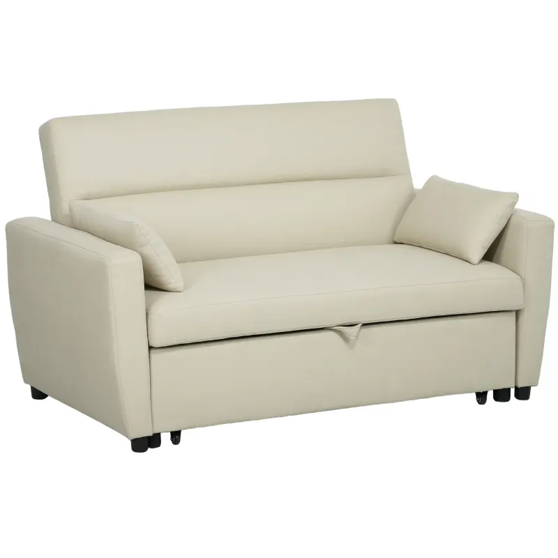 Schlafsofa, Klappsofa, 2-Sitzer Stoffsofa, Bettsofa, Sofa mit Schlaffunktion, beige