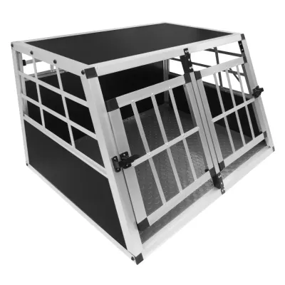 Auto Hundetransportbox – Kleine Doppelbox, Aluminium, 50 x 89 x 69 cm