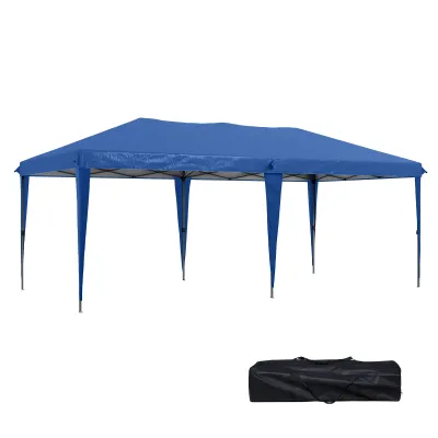grosses Gartenzelt Partyzelt, faltbar, wetterbeständig, 5,9 m x 2,95 m x 2, m, blau