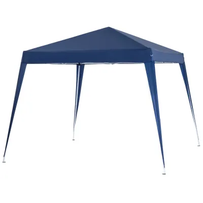 Pop-up Gartenpavillon Faltbar 3 x 3 m Stahl Polyester wasserdicht UV-beständig mit Tragetasche Blau