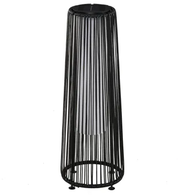 Gartenleuchte, Aussenlampe, solarbetrieben, 8 Stunden Betrieb, Rattanoptik, schwarz, 21,5 x 21,5 x 61 cm