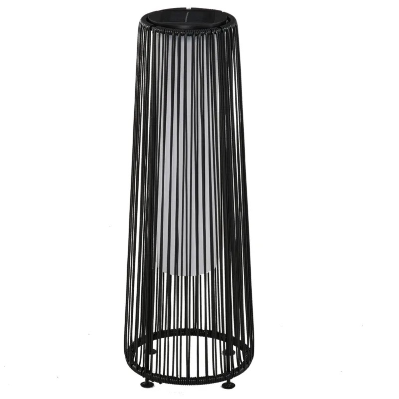 Gartenleuchte, Aussenlampe, solarbetrieben, 8 Stunden Betrieb, Rattanoptik, schwarz, 21,5 x 21,5 x 61 cm