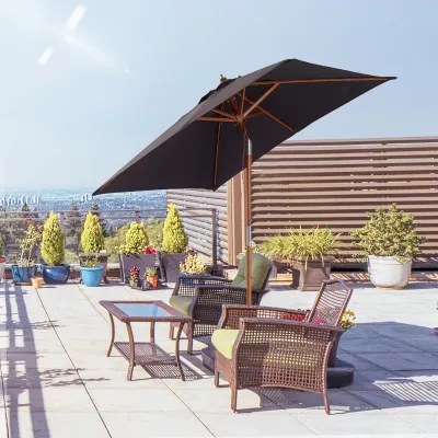 Sonnenschirm Knickbarer Gartenschirm Strandschirm 3-stufig Dunkelgrau