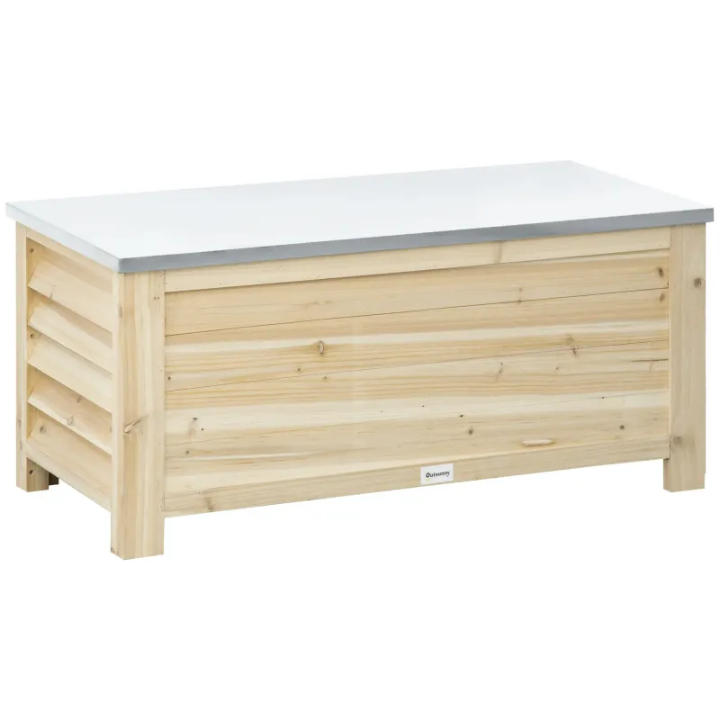 Gartentruhe aus Holz mit verzinkter Arbeitsfläche 110 x 50 x 50 cm Gartentruhe aus Holz mit verzinkter Arbeitsfläche 110 x 50 x 50 cm