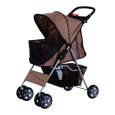 Hundewagen Hundebuggy Pet Stroller klappbar – Bodenkorb, 2 Becherhalter, Kaffeebraun Hundewagen Hundebuggy Pet Stroller klappbar – Bodenkorb, 2 Becherhalter, Kaffeebraun