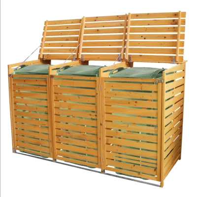 Mülltonnenverkleidung für 3 Tonnen – Douglasienholz, abschließbar, wetterfest