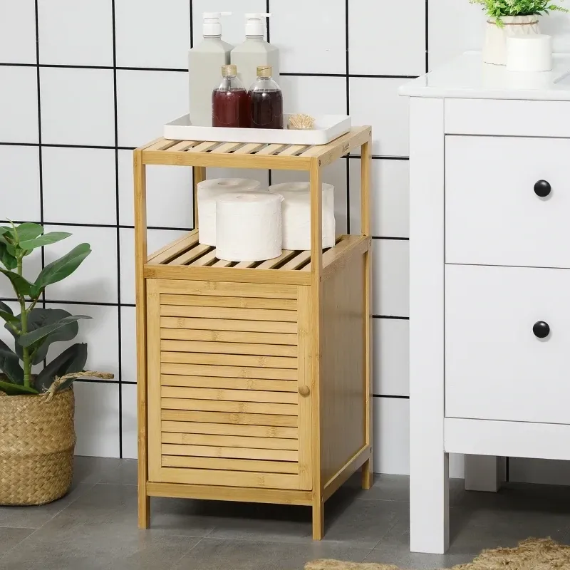 Badezimmerschrank Badregal, Bambus, Natur