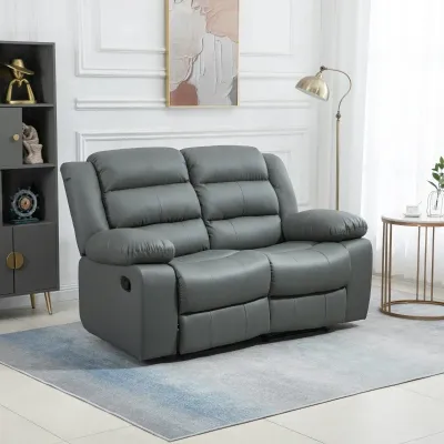 Doppelsofa Relax-Sofa für 2 Personen, verstellbare Fussstützen Grau