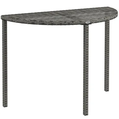 Balkontisch, halbrund, Rattan+Metall, 100x50x74 cm, Grau Balkontisch, halbrund, Rattan+Metall, 100x50x74 cm, Grau
