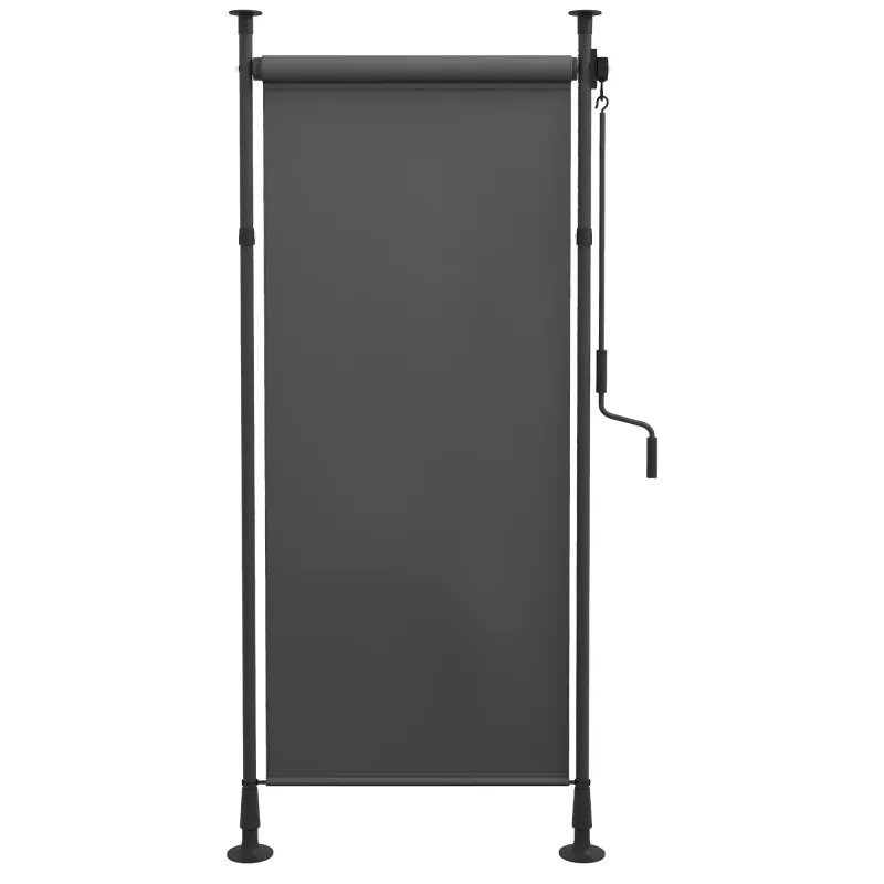 Freistehende Markise, Sonnenstore, Sichtschutz für Balkon &amp; Garten, verstellbare Länge, Montage ohne Bohren, Aluminiumrahmen, 1,2 x 2,2-3,1 m, Dunkelgrau