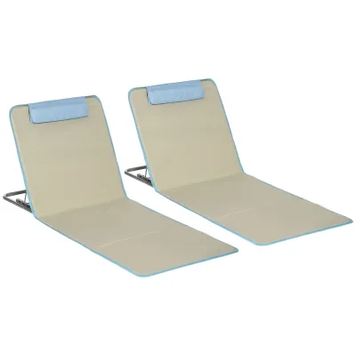 2er-Set Strandmatte, verstellbar, faltbar, 124L x 53B x 37-50H cm, Beige