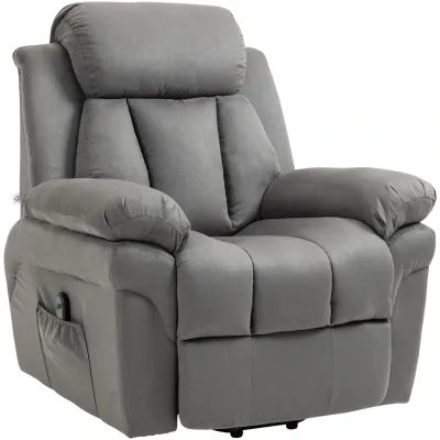 Fernsehsessel mit Aufstehhilfe, Aufstehsessel mit ausklappbarer Fussstütze, inkl. Fernbedienung, Grau