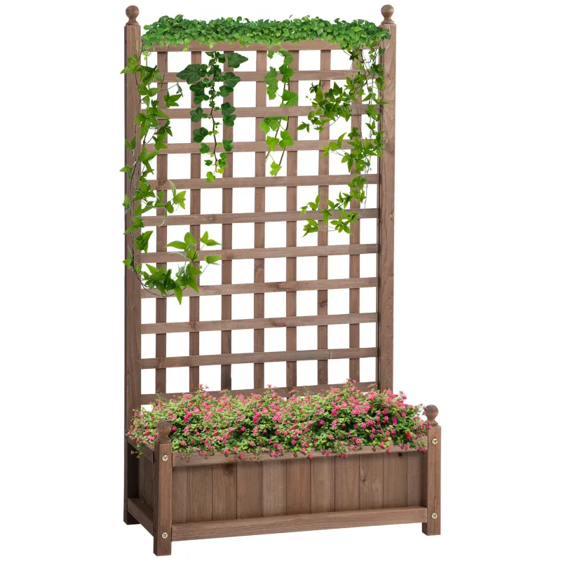 Hochbeet Pflanzkasten mit Rankgitter Blumenkasten Holz Dunkelbraun Hochbeet Pflanzkasten mit Rankgitter Blumenkasten Holz Dunkelbraun