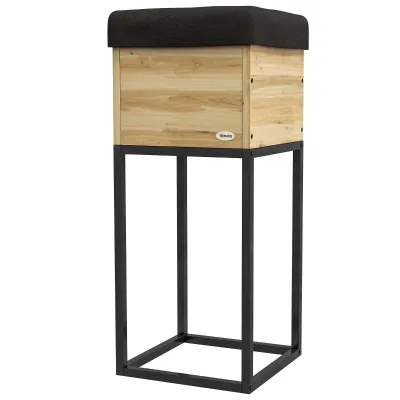 Hochbeet Pflanzkasten, Industriedesign, wetterbeständig, Vlieseinlage, 22 x 22 x 54 cm, Natur + Schwarz