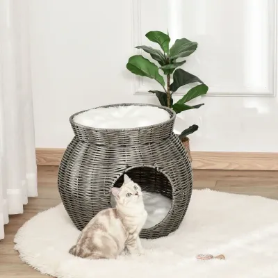 Rattan Katzenkorb Katzenbett Weidenkorb