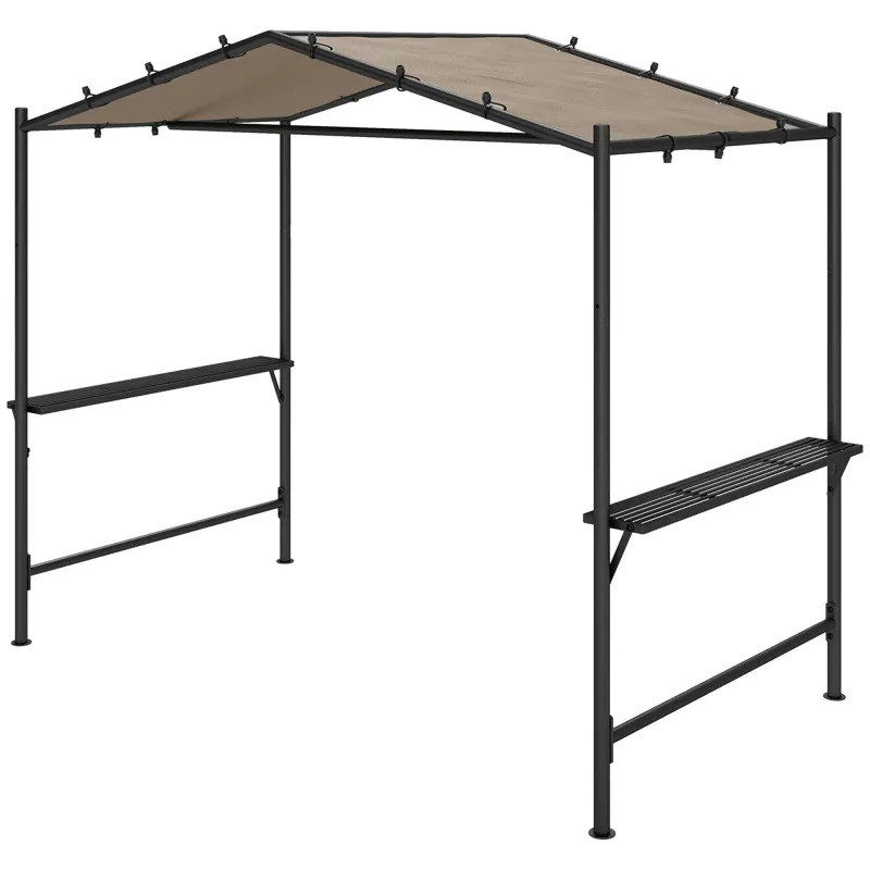Grillpavillon wetterbeständig, inkl. Seitenablagen, wasserdicht, , 277 x 149 x 230 cm, Khaki