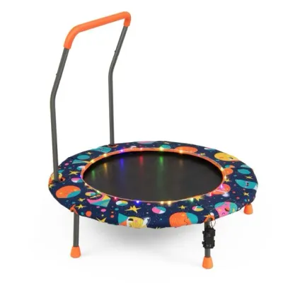 Ø140cm Gartentrampolin mit Sicherheitsnetz Kinder-Trampolin bis 135KG Belastbar bunt