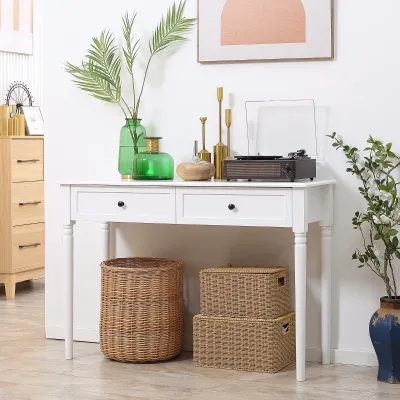 Konsolentisch mit 2 Schubladen, Flurtisch, Weiss