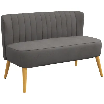 Sofa Retrodesign 2-Sitzer-Sofa, Holzbeine, 117 cm x 56,5 cm x 77 cm, Dunkelgrau