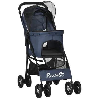Hundewagen, Hundebuggy, klappbar – bis 10kg, Bodenkorb, Kissen, Grau