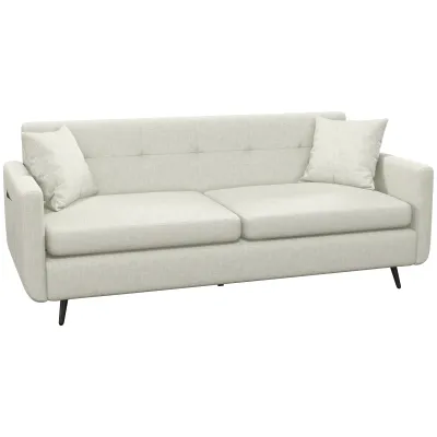 3-Sitzer Sofa, 2 Seitentaschen, Kissen, Stahlrahmen, bis 250 kg, 165x73x72 cm, Beige