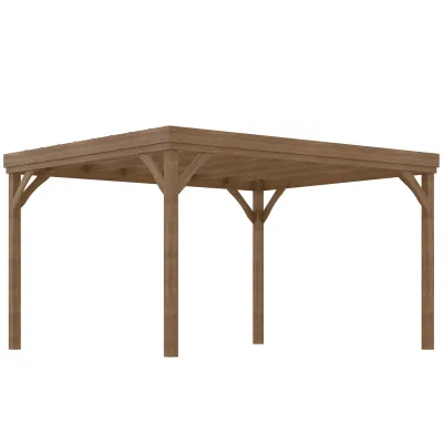 Holz-Pergola 4 x 3 m freistehend aus Fichtenholz | Terrassendach, Braun
