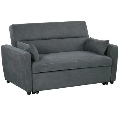 Schlafsofa, 2-Sitzer, ausklappbar, bis 200 kg, Holzrahmen, 155x90x88,5cm, Dunkelgrau