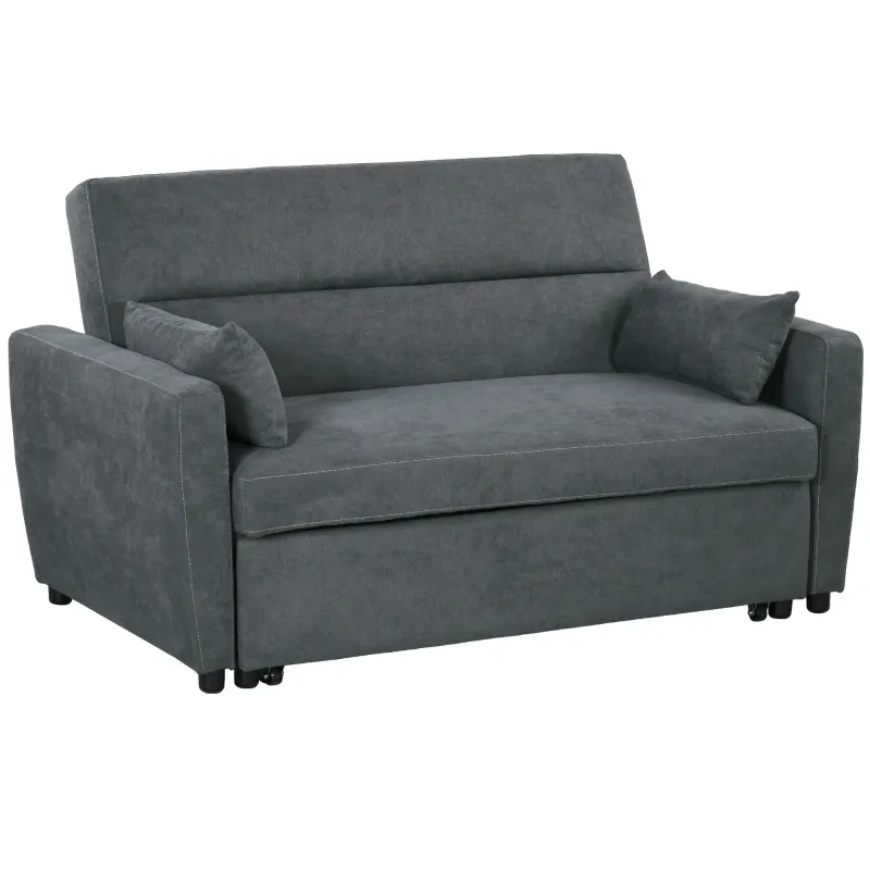 Schlafsofa, 2-Sitzer, ausklappbar, bis 200 kg, Holzrahmen, 155x90x88,5cm, Dunkelgrau