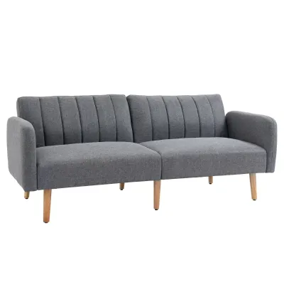 Schlafsofa Klappsofa 2-Sitzer Stoffsofa Bettsofa Sofa mit Schlaffunktion Grau