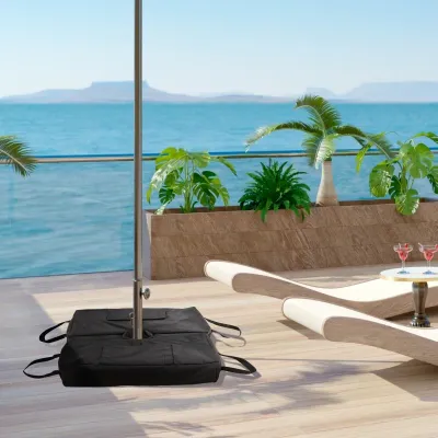 Sonnenschirmständer, faltbar, tragbar, befüllbar mit bis zu 50 kg Sand, Schwarz