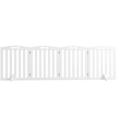 Freistehendes Hundegitter 4 Paneele, 207,5x30x61 cm, weiss, klappbar, mit Stützfüssen, Freistehendes Hundegitter 4 Paneele, 207,5x30x61 cm, weiss, klappbar, mit Stützfüssen,