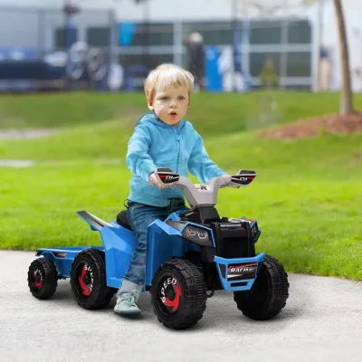 Kinderquad, aufladbar, 2,5 km/h, mit Anhänger, Blau