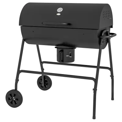 Holzkohlegrill BBQ Smoker mit Deckel Thermometer Räder Grillwagen