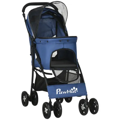 Hundewagen Hundebuggy PetStroller, faltbar, mit 1 Korb, 2 Becherhalter, Regenverdeck, grau
