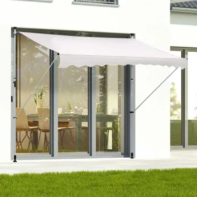 Sonnenstore Markise Faltarm Klemmmarkise Sonnenschutz Handkurbel Balkon Alu 2x1,2m Creme