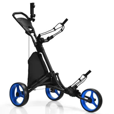 Golf Trolley 3 Rad Golftrolley Golfwagen Golf klappbar Golfcaddy Golf Push Cart aus Aluminum