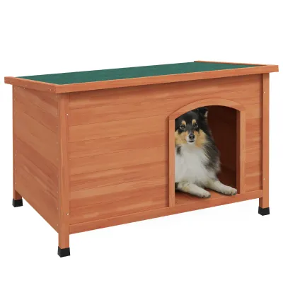 Hundehütte Holz XXL – 100x65,5x68cm, Braun/Grün