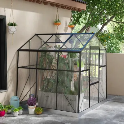 Gewächshaus Treibhaus Frühbeet, wetterbeständig, 192 x 192 x 203 cm, Schwarz