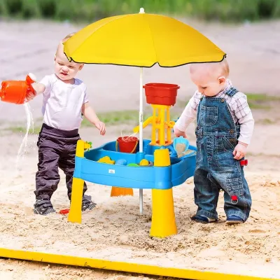 Spieltisch-Set, Strandspielzeug mit Sonnenschirm,