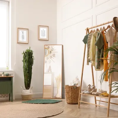 Wandspiegel, hoch, Kiefernholzrahmen, 45L x 125H x 4,8T cm