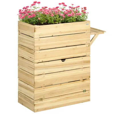 Hochbeet mit Klapptisch und Stauraum, 105cm x 39,5cm x 105cm Hochbeet mit Klapptisch und Stauraum, 105cm x 39,5cm x 105cm