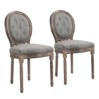 2er Set Esszimmerstuhl, Stuhlset, Wohnzimmerstuhl im Retrostil, Grau,